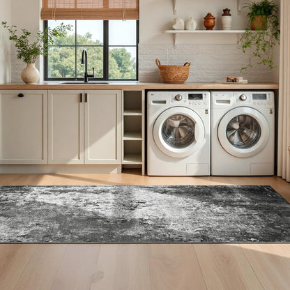 Ompaa 2x6 Rug Runners for Hallways Kitchen Runner Rug Non Slip Washable Grey Long Runner Rugs with Rubber Backing Soft Abstract Carpet Runner for Hallways, Kitchen, Bedroom, Bathroom, Entryway - Colors B