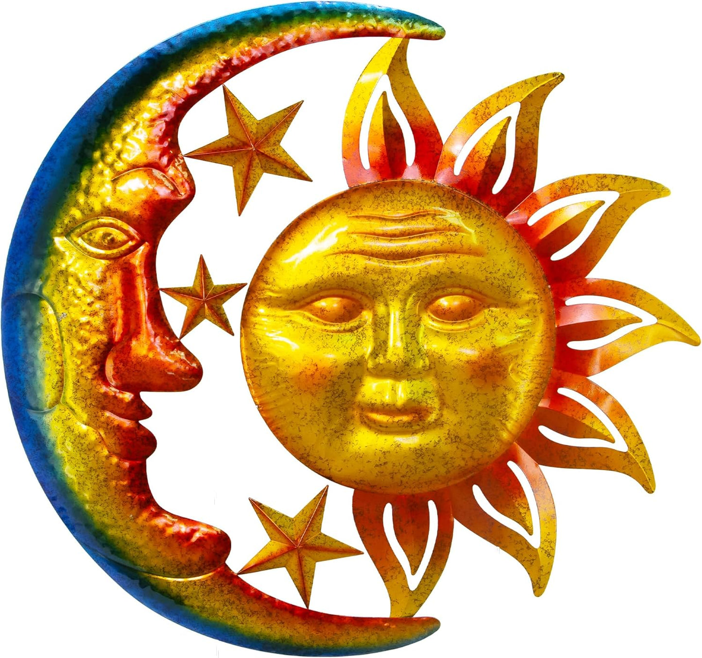 Large Sun Wall Art Decor 45 inch Metal Wall Art, Retro Hanging Decor, Valentine Wall Decorations for Patio,Yard,Garden,Fence,Living Room