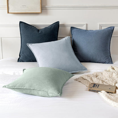 MIULEE Decorative Linen Euro Sham Pillow Covers 26x26 Cream White Boho Farmhouse Neutral Couch Throw Pillows for Bed Pack of 2 Accent Modern Pillowcase Sofa Livingroom Home Decor