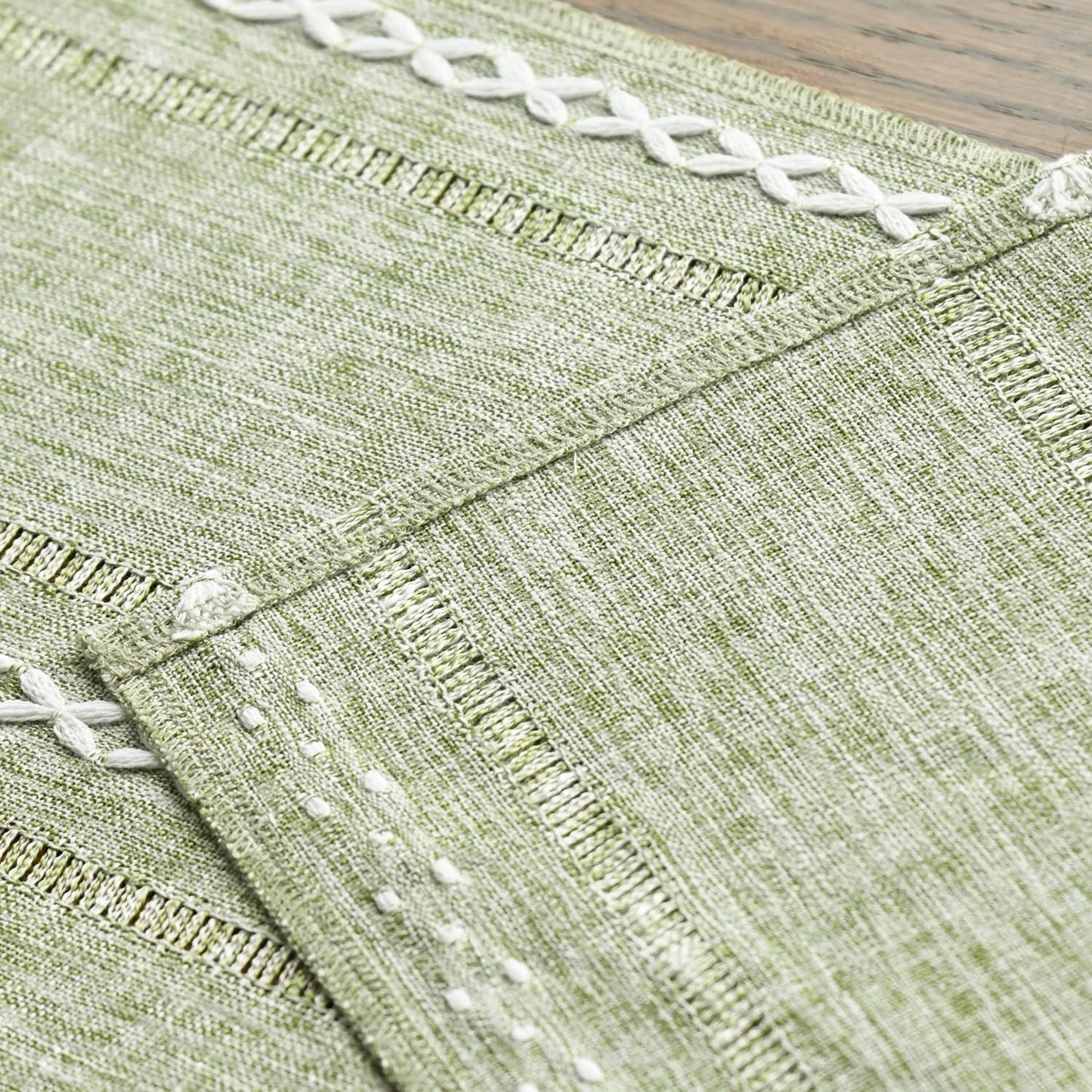 Artoid Mode Beige Rustic Cotton Linen Table Runner, Seasonal Embroidered Hollow Kitchen Dining Table Decoration for Home Party Decor 13x72 Inch