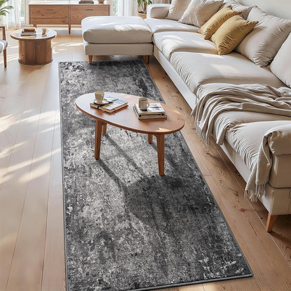 Ompaa 2x6 Rug Runners for Hallways Kitchen Runner Rug Non Slip Washable Grey Long Runner Rugs with Rubber Backing Soft Abstract Carpet Runner for Hallways, Kitchen, Bedroom, Bathroom, Entryway - Colors A