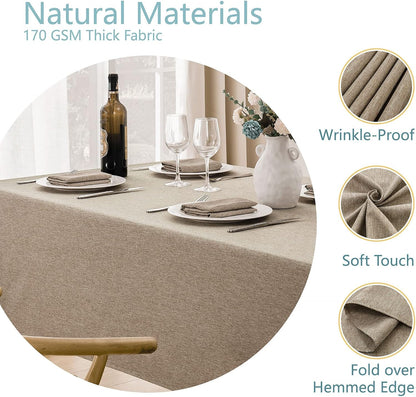 Veblandy Rectangle Tablecloth Waterproof Linen Textured Table Cloth Stain and Wrinkle Resistant Washable, Decorative Fabric Table Cover for Dining, Party and Camping (Sage Green, 52 * 70)