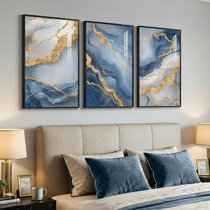 Large Framed Abstract Nature Landscape Wall Art for Living Room, Set of 3 Modern Canvas Prints Paintings Artwork for Walls, Green Lake Pictures for Hallway, Dining Room, Office Wall Decor 24x36 Inch