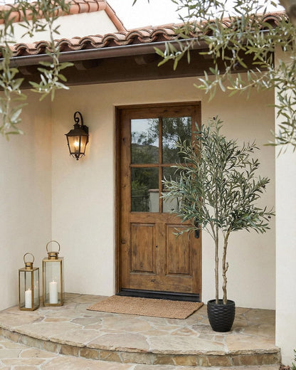 KOL 5.2ft Artificial Olive Tree Indoor, Tall Faux Olive Trees, Fake Olive Tree Floor Plant for Home Office Living Room Decor with Matte Black Pot