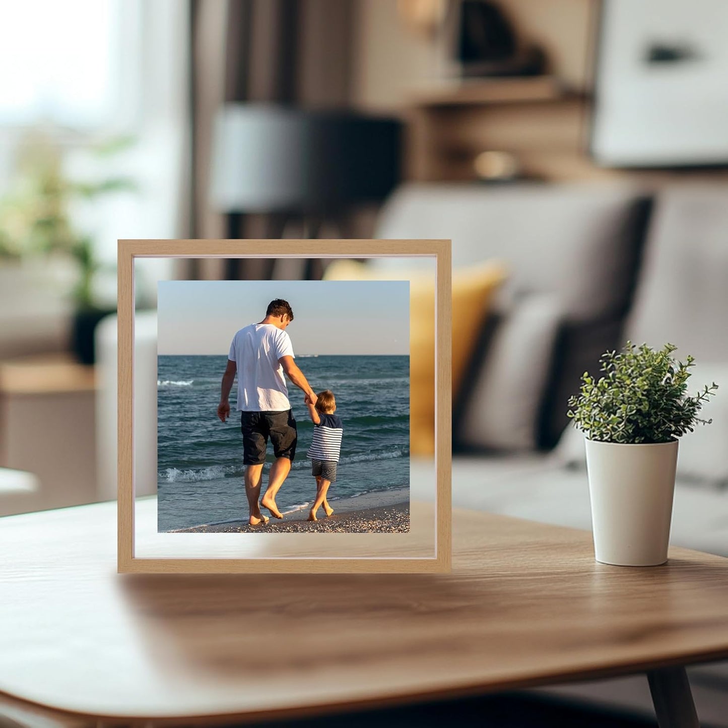 CORE ART 8x10 Floating Picture Frame,Double Plexglass Floating Frame for 5x7,4x6 Pictures,Wall or Tabletop Display,Black