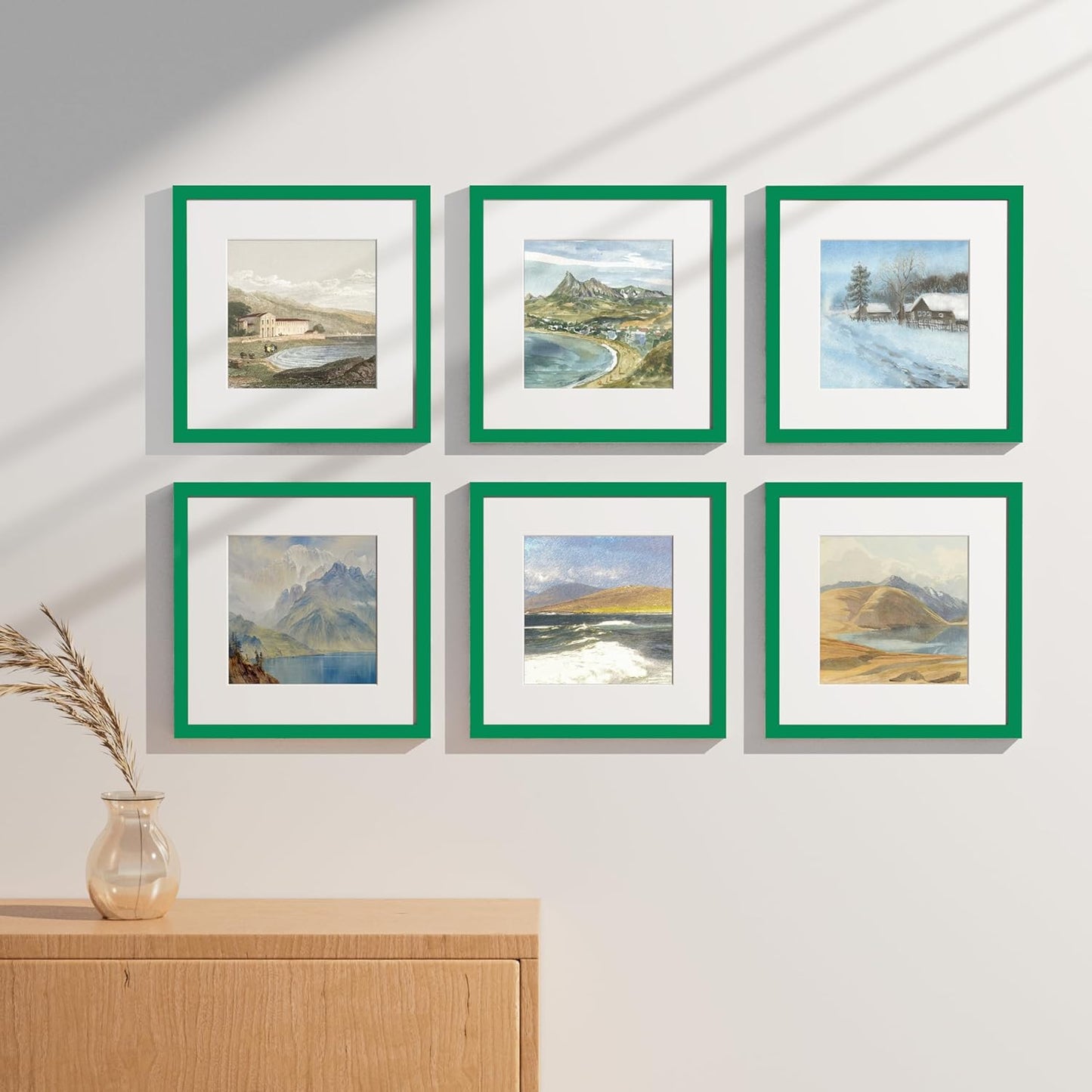 Vittanly 8x10 Picture Frames Set of 9, Shatter Resistant Plexiglass, Display 5x7 Pictures with Mat or 8x10 without Mat, Photo Frames for Wall or Tabletop, Engineered Wood, Black - Colors B