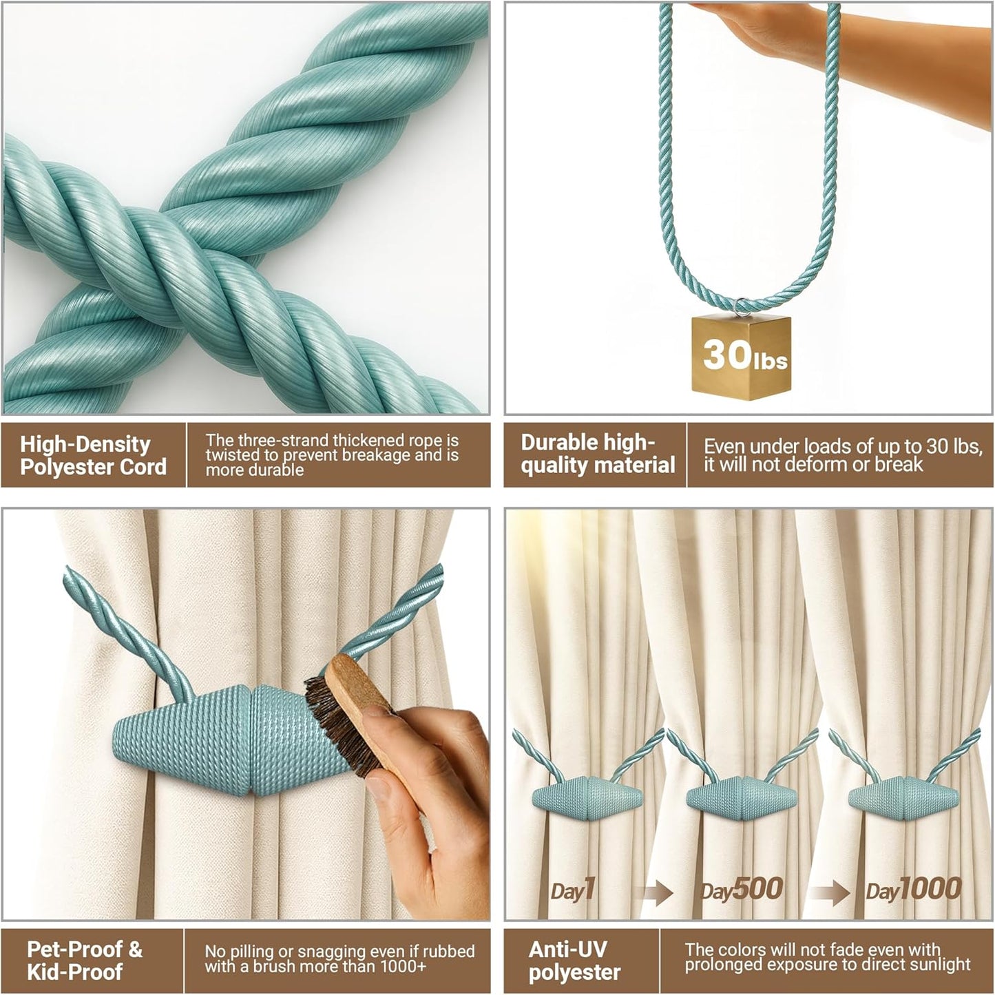 Hion Magnetic Curtain Tiebacks Black 2pcs, Curtain Tiebacks Buckles Holdbacks Holders Hooks Clip for Home Outdoor Bedroom Office Decorative Curtain