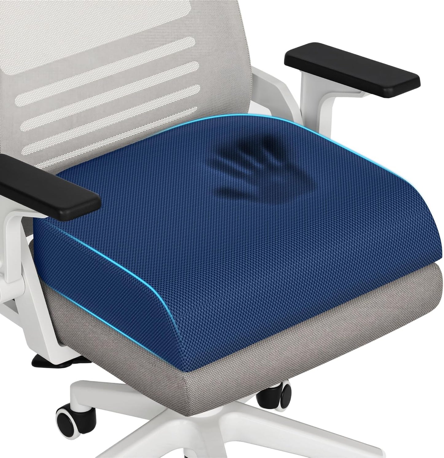 TranquilRelax Large Seat Cushion, Memory Foam Cushion for Long Sitting Hours on Office Chair, Car Seat, Non-Slip Chair Pad for Sciatica, Coccyx, Tailbone Pain Relief & Post-Surgery Recovery (Black)
