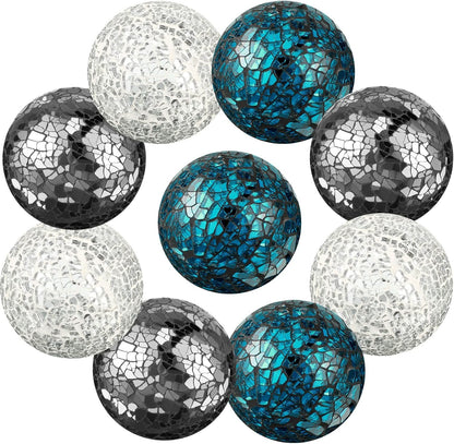 Cunhill 6 Pieces Decorative Balls for Bowls 6.5 cm / 2.5 Inch Orbs Glass Balls for Centerpiece Bowls Mosaic Sphere for Home Decoration Dining Table Christmas Party (White,Red,Reddish Black)