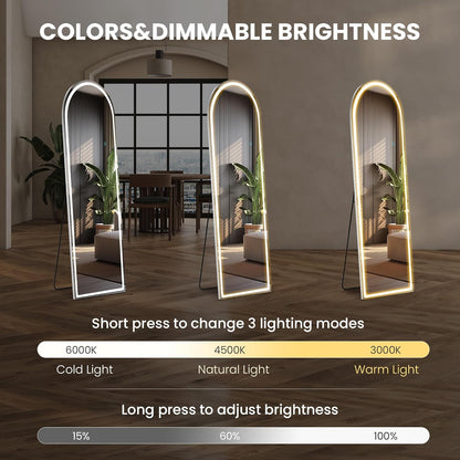 Mirror Full Length, Upgraded 16"x59" Body Wall Mirrors with Shatter-Proof Glass, Floor Standing, Hanging or Leaning, Tall Mirror with Stand Aluminum Alloy Frame for Bedroom Cloakroom
