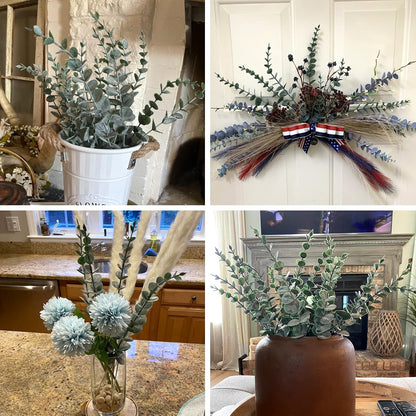 CEWOR 80pcs Artificial Eucalyptus Stems Fake Eucalyptus Leaves Stems Real Touch Leaf Branches for Flower Bouquet Wedding Easter Centerpiece Spring Home Office Decor