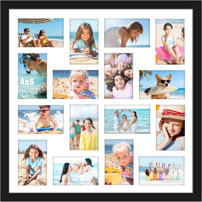DUENPY 14x26 Collage Picture Frame 4x6 Collage Picture Frame Displays Twelve 4x6 inch Photos Available Horizontal Wall Mounting Display and Vertical Black - Colors B