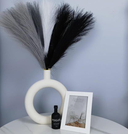 SeptCat 9 Pcs 45" Faux Dried Pampas Grass Tall Decor, Fluffy Fake Long Pompas Artificial Black Grey Gray Pompous Stems Bouquet Flower Arrangement Vase Filler for Boho Home Wedding Decoration