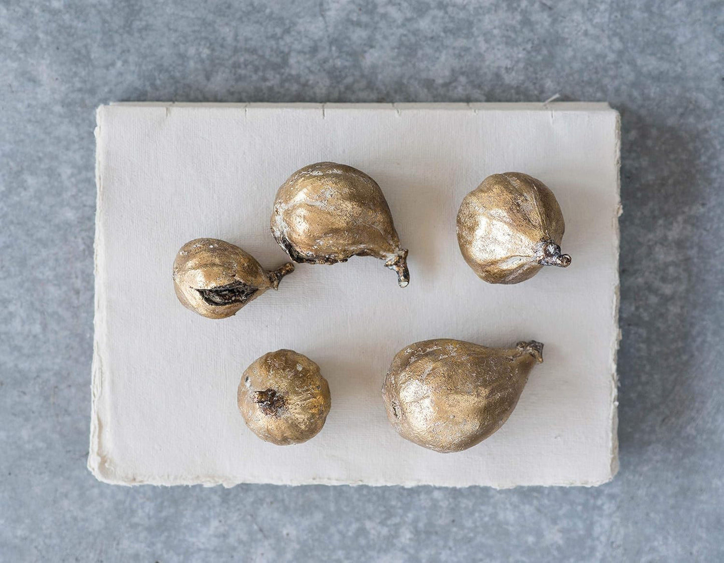Creative Co-Op Resin Figs with Gold Finish (Set of 5 Pieces)