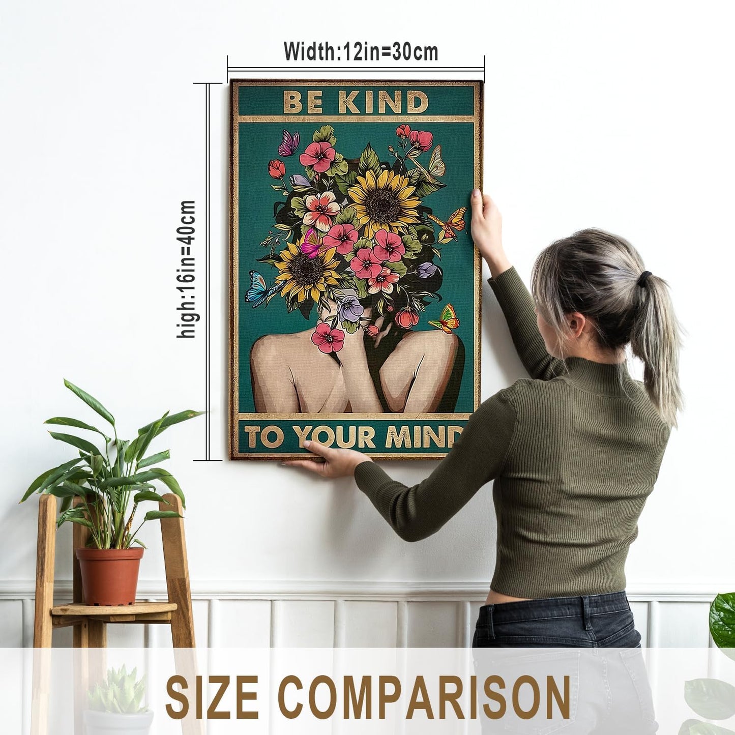 DIHSIEG 12x16 Canvas Wall Art funny bathroom wall art Print Poster Vintage Poster Frameless Floral Can be hung on the Wall Heal Your Heart poster Wall Art Canvas
