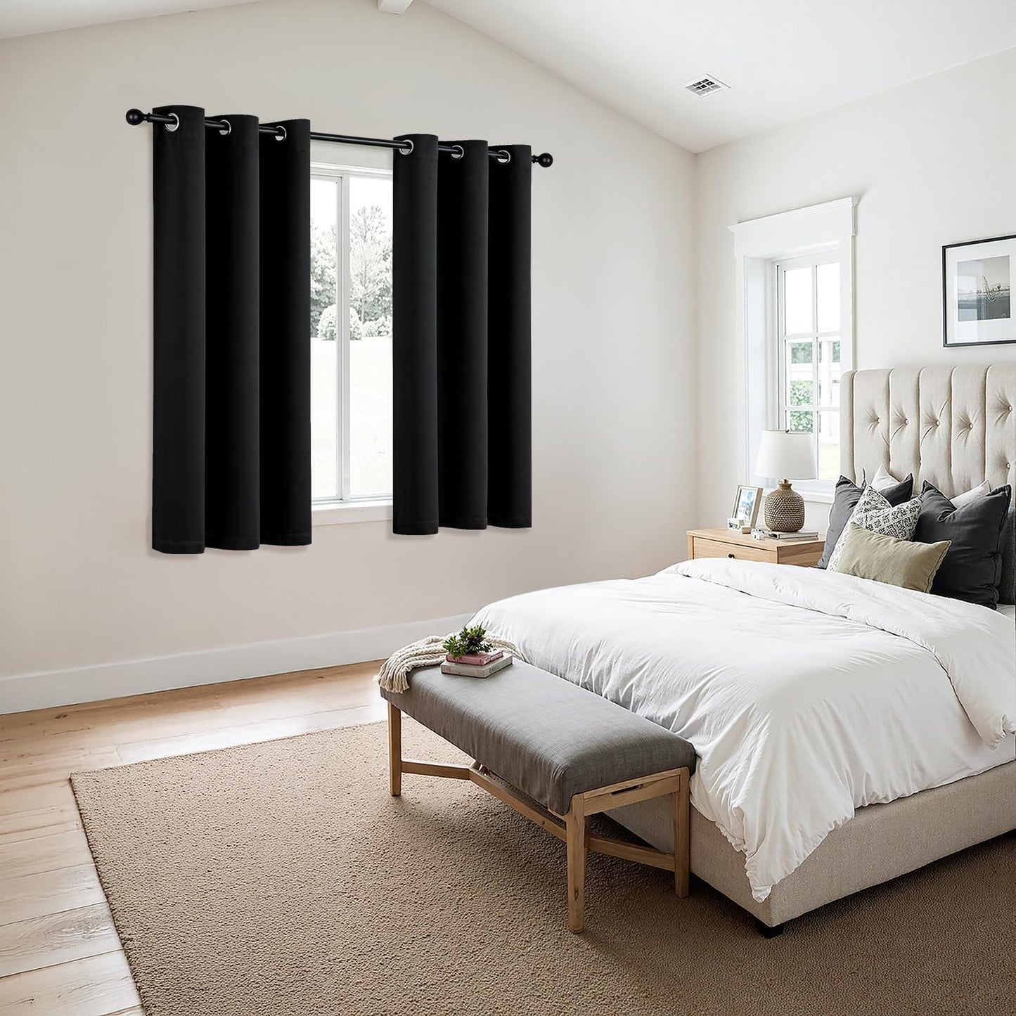 MIULEE Blackout Curtains for Bedroom Living Room 2 Panels, Thermal Insulated Room Darkening Drapes Grommet Noise Reducing Light Blocking Window Treatments 63 Inches Long 40x63 Inch Black - Colors B