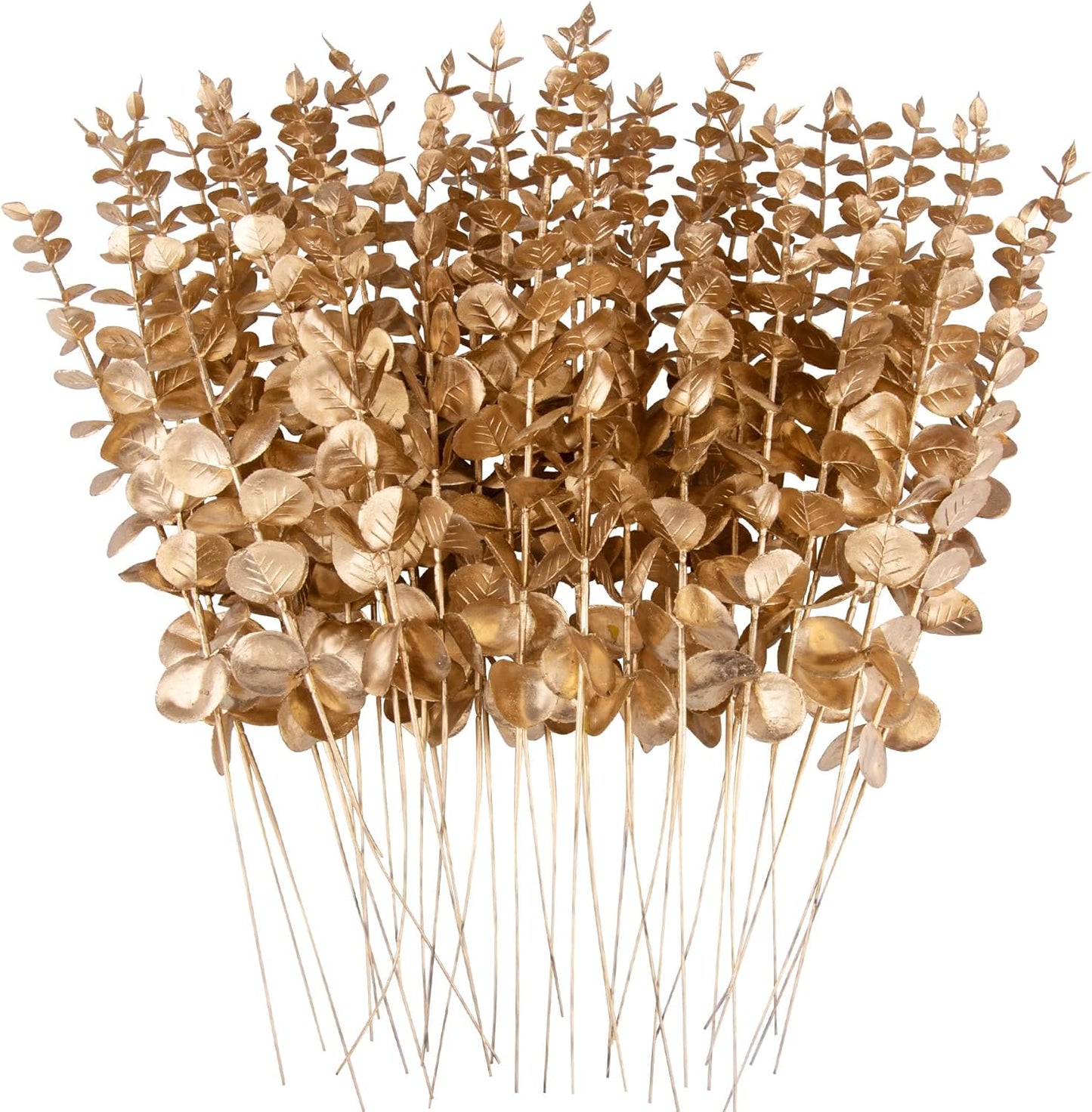 FEQO 36 Pcs Artificial Eucalyptus Stems Dark Brown Leaves Faux Eucalyptus Stems Branches 15 inch for Wedding Bouquet Home Deco