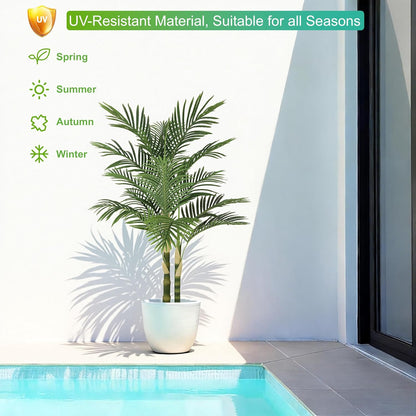Nafresh 8ft Tall UV Resistant Faux Palm Tree, 96in Artificial Palm Tree Indoor Outdoor, Fake Tree with Real Bark and Realistic Leaves and for Home House Office Living Room Yard Patio.