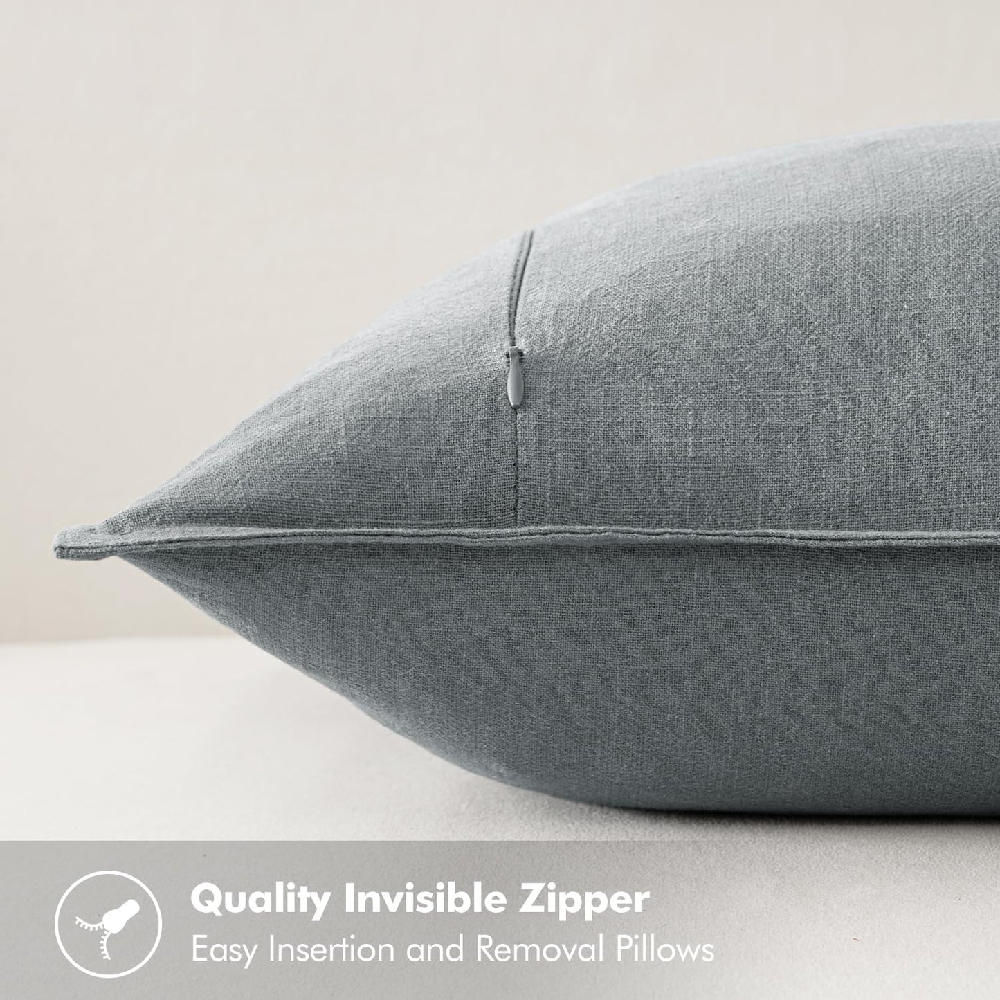 MIULEE Decorative Linen Euro Sham Pillow Covers 26x26 Cream White Boho Farmhouse Neutral Couch Throw Pillows for Bed Pack of 2 Accent Modern Pillowcase Sofa Livingroom Home Decor
