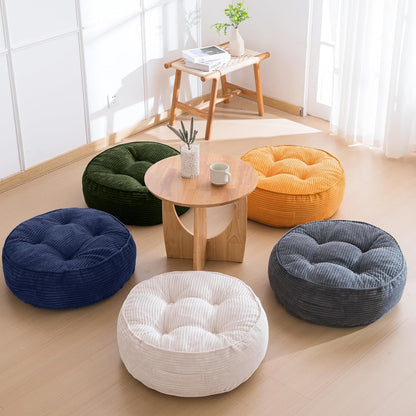 HIGOGOGO 6" Extra Thick Floor Pillow Cushion for Adults, Meditation Cushion Pillow, Large Square Floor Sitting, Tufted Corduroy Cover, for Tatami Living Room or Yoga, 22x22 Inch, 2Pack, Dark Grey
