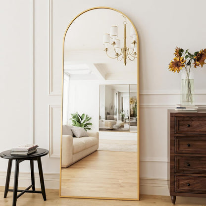 Mirror Full Length, 71"x26" Arched Full Length Mirror, Arch Mirror with Stand, Large Standing Mirrors, Oversized Full Body Mirrors with Aluminum Frame for Bedroom, Living Room (White)