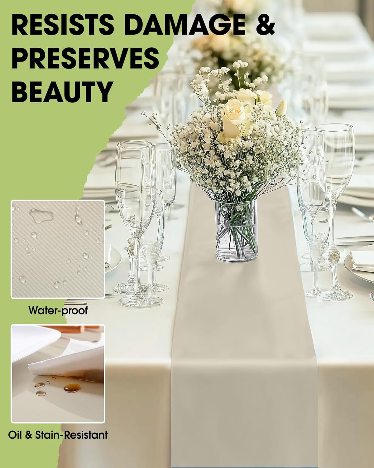 Pureegg Gold Plastic Table Runners - 10 Pack, 14'' x 108'', Water Resistant & Disposable Centerpiece Decorations for Table Cloth, Wedding, Birthday, Holiday, Baby Shower, Party, Home Decor