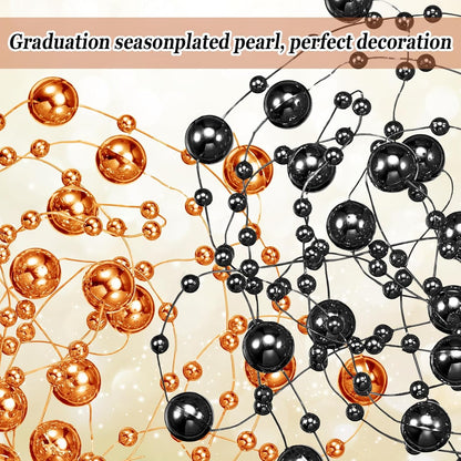 Tondiamo 24 Pcs Artificial Pearl String for Floating Candle Faux Pearls Beads String Garland Centerpiece Decoration for Vases Filler Wedding Spring Holiday Party Decor(Gold)