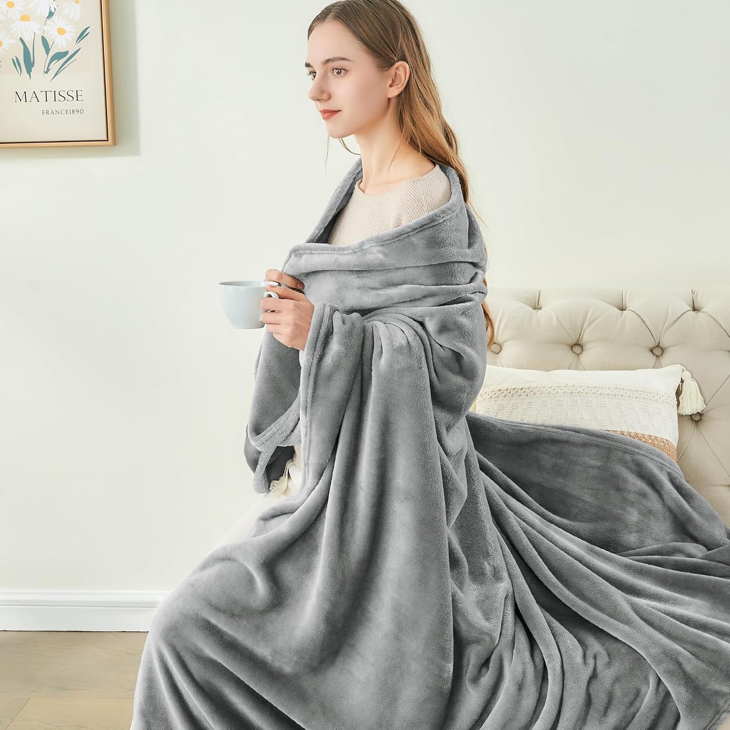 BEDELITE Fleece Blanket Black Throw Blankets for Couch & Bed, Luxury Plush Cozy Fuzzy Blanket 50x60 inches, Super Soft Warm Lightweight Throw Blanket for Travel Camping - Colors B