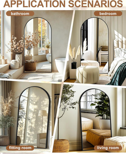 Delma Arched Mirror Full Length,Standing Mirror Full Body,Large Floor with Stand for Wall Entryway Door Bedroom Bathroom Living Room