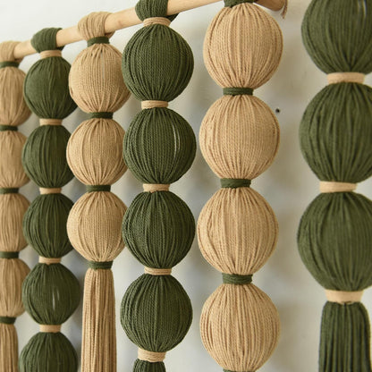 IOWER Macrame Wall Hanging 27" W x 31" L Boho Wall Decor Sphericity Cotton Textile Wall Hanging Art Fiber Yarn Art Handmade Detachable Assembly