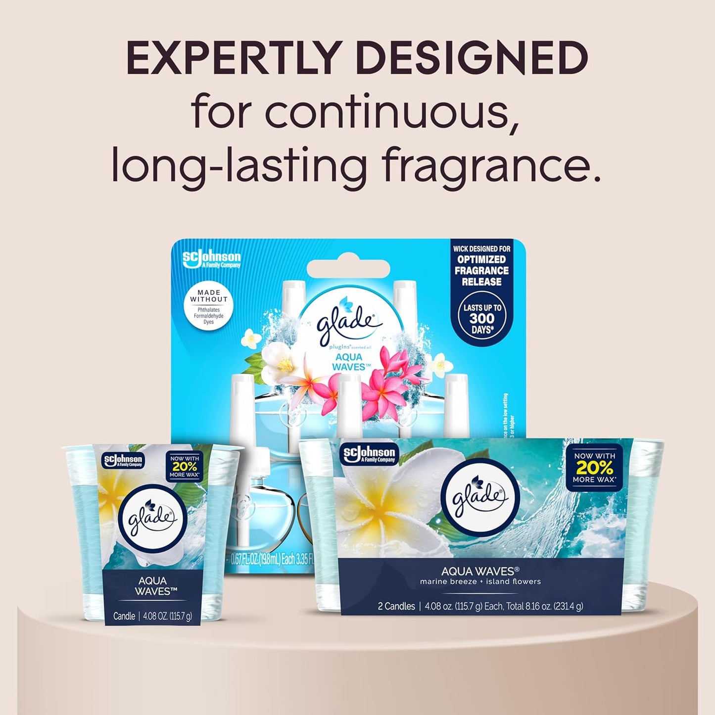 Glade 1-Wick Scented Candle Jar, Angel Whispers, Air Freshener Infused with Essential Oils, 4.08 Oz, 2 Count