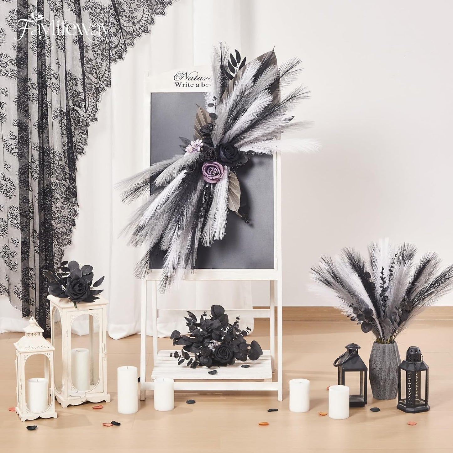 50pcs Pampas Grass 17in for Living Room Decor, Blush Pink Pampas Grass Decor, Fluffy Pink Flowers for Home Birthday Bathroom Baby Shower Wall Bow Decor(Blush & Cream & Pink)