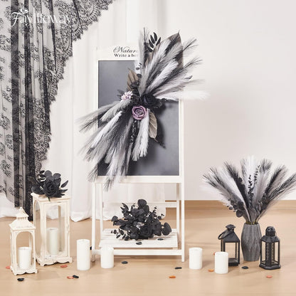 50pcs Pampas Grass 17in for Living Room Decor, Blush Pink Pampas Grass Decor, Fluffy Pink Flowers for Home Birthday Bathroom Baby Shower Wall Bow Decor(Blush & Cream & Pink)