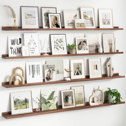 FLYJOE Floating Picture Ledge Shelves for Wall Set of 4, 48 Inch Wall Shelves with Lip Long Large Nursery Book Shelf for Toys Storage Kids Bookshelf Wall Mounted Living Room Bedroom Decor Frames