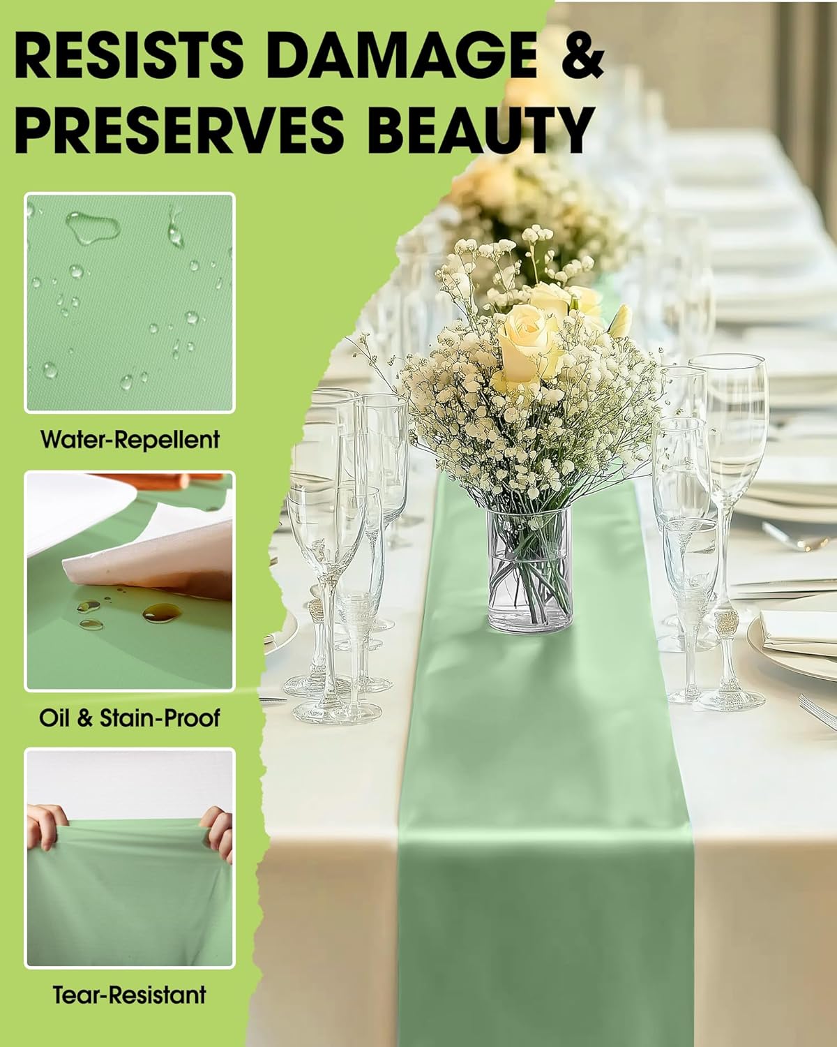 Pureegg Gold Plastic Table Runners - 10 Pack, 14'' x 108'', Water Resistant & Disposable Centerpiece Decorations for Table Cloth, Wedding, Birthday, Holiday, Baby Shower, Party, Home Decor