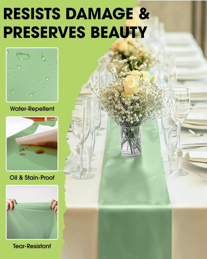 Pureegg Gold Plastic Table Runners - 10 Pack, 14'' x 108'', Water Resistant & Disposable Centerpiece Decorations for Table Cloth, Wedding, Birthday, Holiday, Baby Shower, Party, Home Decor