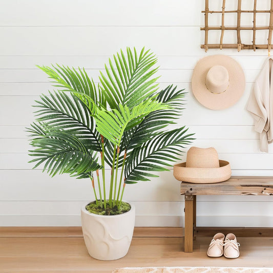 YEPDIN 6 Ft Artificial Tropical Palm Tree With 24 Removable Leaves - Large Faux Plant for Indoors and Outdoors, Silk Housewarming Gift, K185