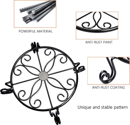 12"x3.1" Black Plant Stand for Flower Pot Heavy Duty Potted Holder Indoor Outdoor Metal Rustproof Iron Garden Container Round Supports Rack for Planter Bronze,Pumpkin Stand Outdoor
