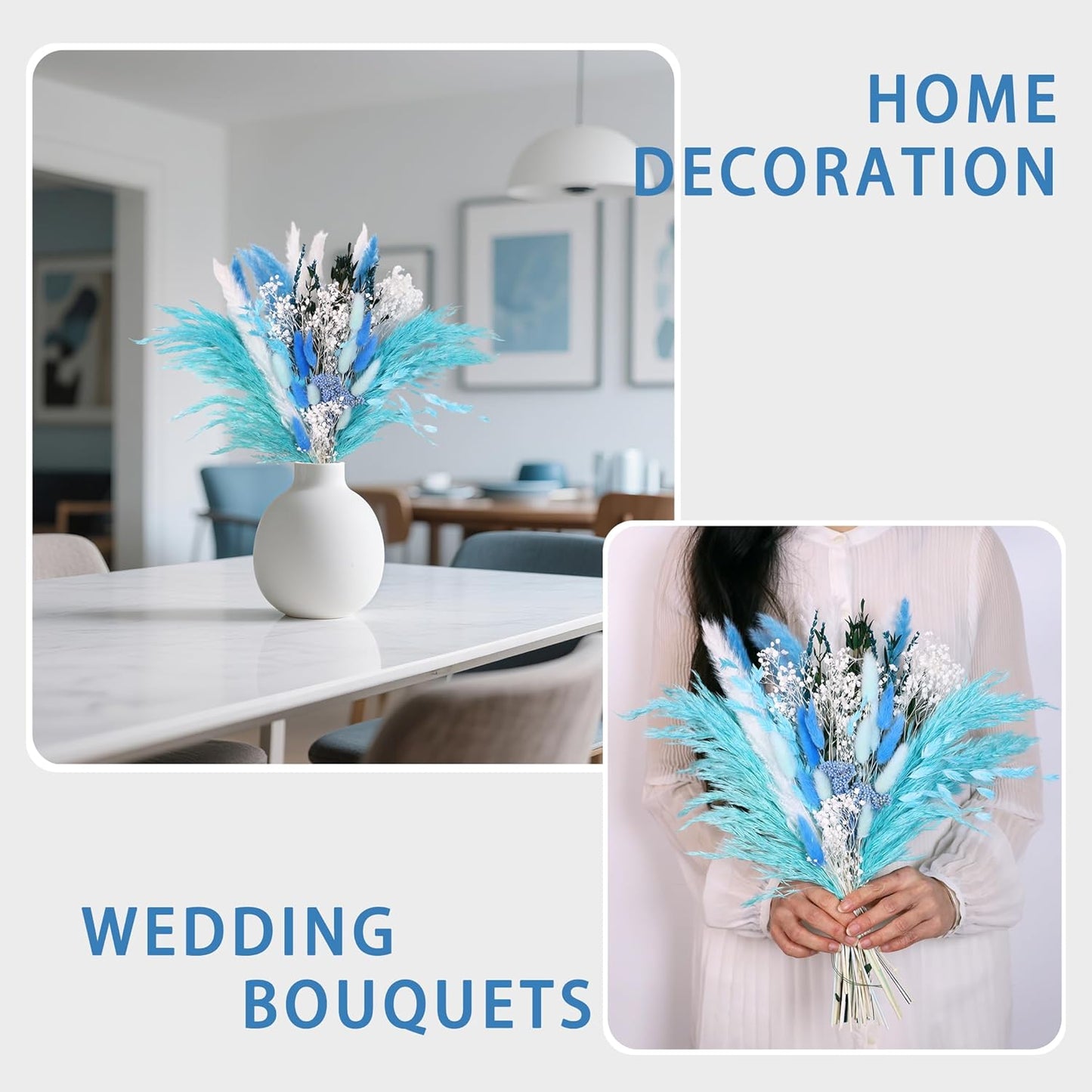 Natural Dried Flower Bouquet - 17" Boho Style Mixed Pampas Grass Ideal for Home Decor, Wedding Decor, Bridal Bouquets, Floral Arrangement, Event Centerpieces, Table Decor