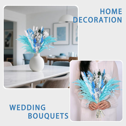 Natural Dried Flower Bouquet - 17" Boho Style Mixed Pampas Grass Ideal for Home Decor, Wedding Decor, Bridal Bouquets, Floral Arrangement, Event Centerpieces, Table Decor