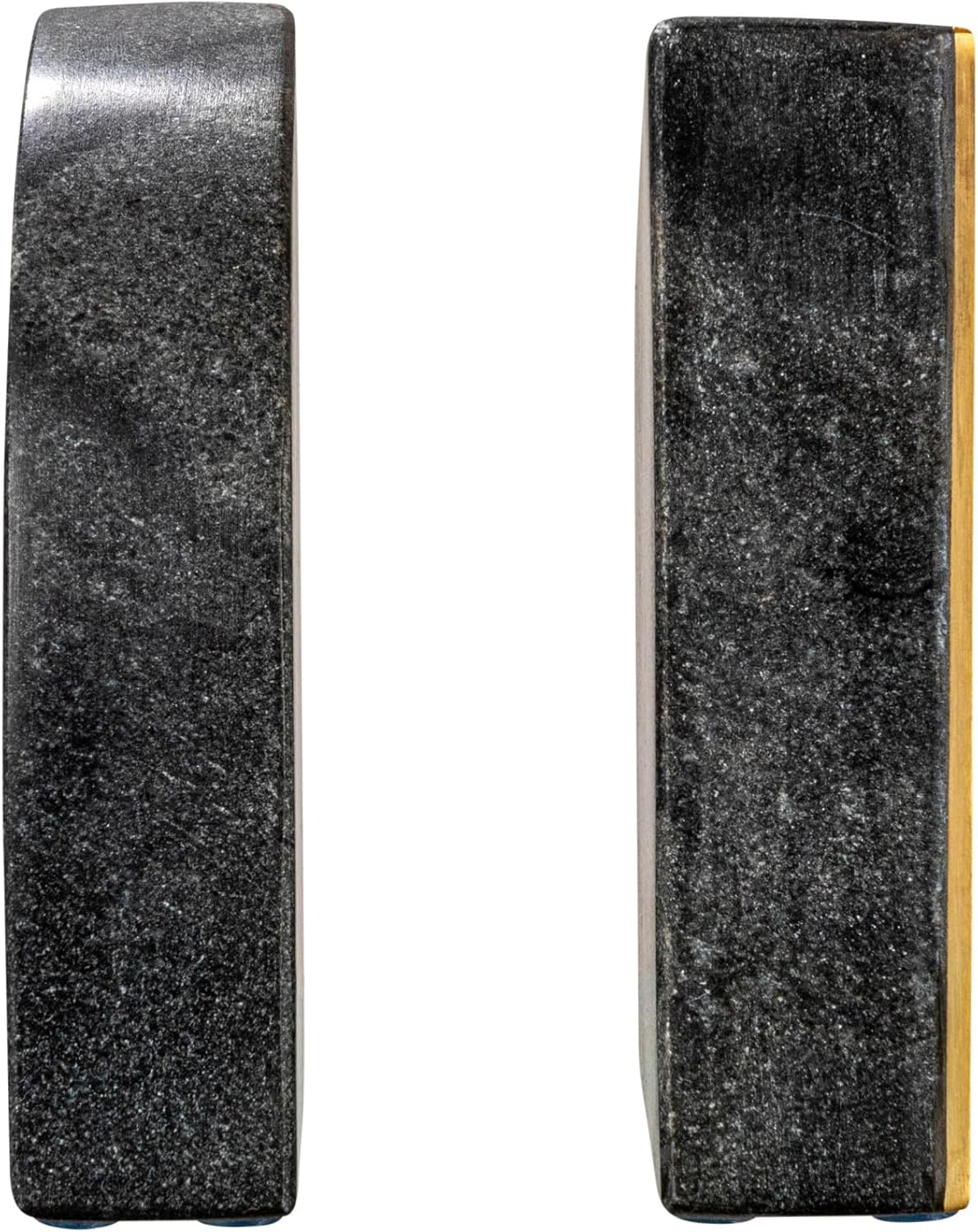 Boho Arched Semicircle Marble Bookends with Brass Detail, Set of 2, Black