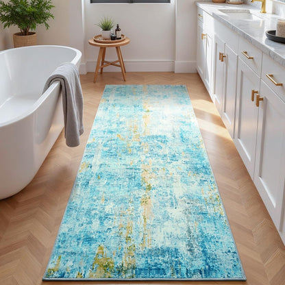 Ompaa 2x6 Rug Runners for Hallways Kitchen Runner Rug Non Slip Washable Grey Long Runner Rugs with Rubber Backing Soft Abstract Carpet Runner for Hallways, Kitchen, Bedroom, Bathroom, Entryway - Colors A