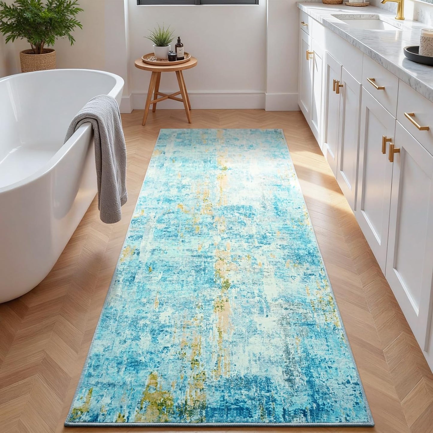 Ompaa 2x6 Rug Runners for Hallways Kitchen Runner Rug Non Slip Washable Grey Long Runner Rugs with Rubber Backing Soft Abstract Carpet Runner for Hallways, Kitchen, Bedroom, Bathroom, Entryway - Colors B