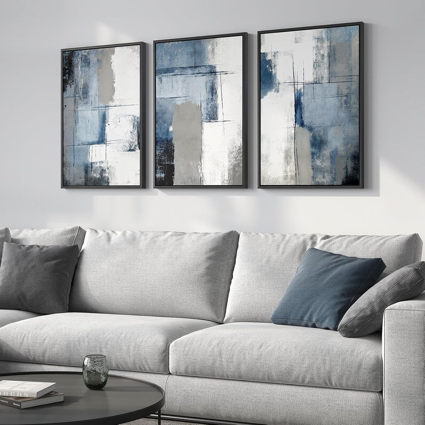 Large Framed Abstract Nature Landscape Wall Art for Living Room, Set of 3 Modern Canvas Prints Paintings Artwork for Walls, Green Lake Pictures for Hallway, Dining Room, Office Wall Decor 24x36 Inch