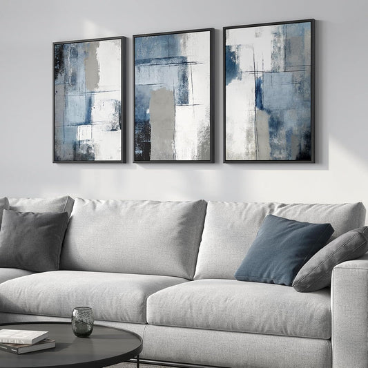 Large Framed Abstract Nature Landscape Wall Art for Living Room, Set of 3 Modern Canvas Prints Paintings Artwork for Walls, Green Lake Pictures for Hallway, Dining Room, Office Wall Decor 24x36 Inch