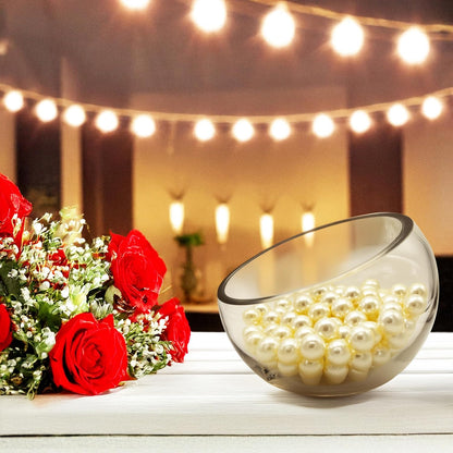 WGVI Clear Slant Cut Bowl Glass Vase, Glass Terrarium, Candy Dish, Glassware, Slant Open: 7". Height: 6" x 2.7". Base: 4" (1 Piece)