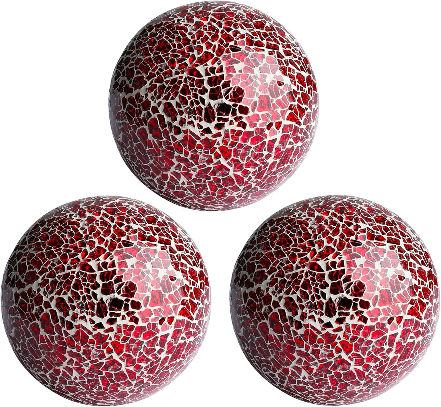 Decorative Mosaic Glass Orbs, 4 Inch Diameter, Set of 3 Sphere Balls, Rose Gold (Gold)