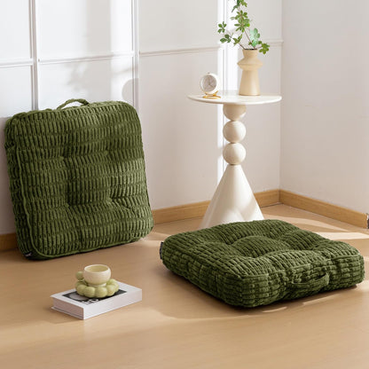 HIGOGOGO Floor Pillow Cushion for Adults, Meditation Cushion Pillow, Blended Corduroy Cover, Large Square Floor Sitting for Tatami Living Room or Yoga, 22x22 Inch, Beige