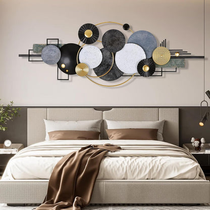 Lucky Monet Large Wall Decor for Living Room, Modern Metal Wall Art, 3D Textured Geometric Wall Sculpture 59"x24" Wall Hanging Decoration for Dinning Room Bedroom Entryway