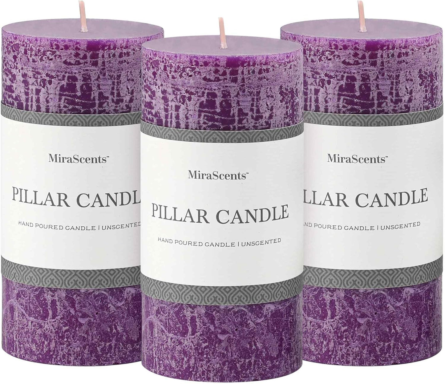3x6 Inch Sage Green Pillar Candles Set of 3 - Unscented Spring, Long Clean Burning, Large Smokeless Dripless for Home Decor, Dinner Table, Bathroom, Rustic Decor